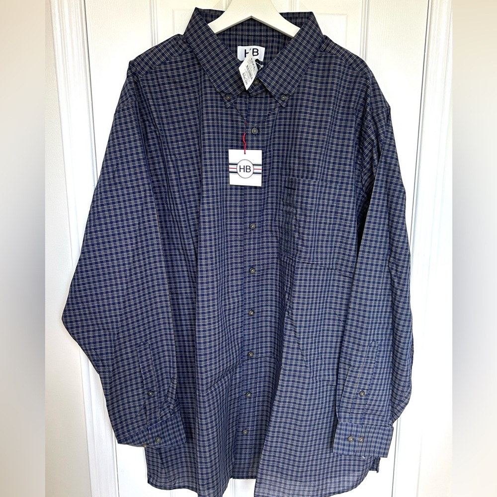 Harbor Bay 2XL Tall Button Plaid Mens Shirt